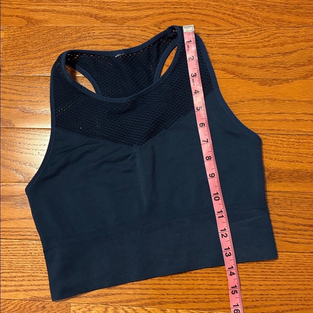JoyLab High Neck Sports Bra Medium Teal Blue Green Stretch Longline Medium - Picture 9 of 10